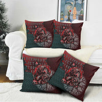 Viking Warrior Pillow Cover with Runes and Blood Battle Scene Norse Valor Tribute - Wonder Print Shop