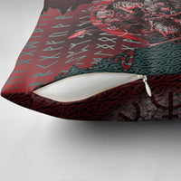 Viking Warrior Pillow Cover with Runes and Blood Battle Scene Norse Valor Tribute - Wonder Print Shop