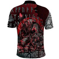 Viking Warrior Polo Shirt with Runes and Blood Battle Scene Norse Valor Tribute - Wonder Print Shop