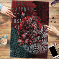 Viking Warrior Puzzle with Runes and Blood Battle Scene Norse Valor Tribute - Wonder Print Shop
