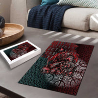 Viking Warrior Puzzle with Runes and Blood Battle Scene Norse Valor Tribute - Wonder Print Shop