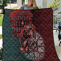 Viking Warrior Quilt with Runes and Blood Battle Scene Norse Valor Tribute - Wonder Print Shop