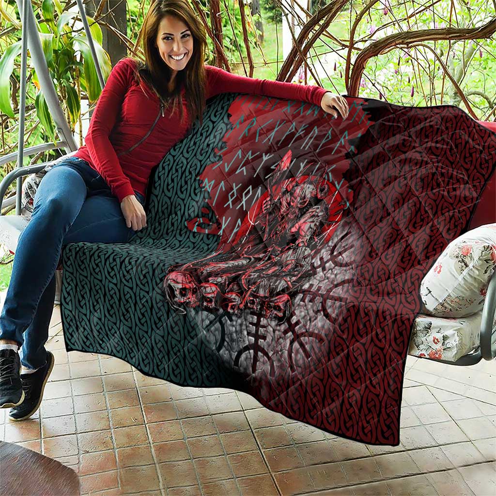 Viking Warrior Quilt with Runes and Blood Battle Scene Norse Valor Tribute - Wonder Print Shop