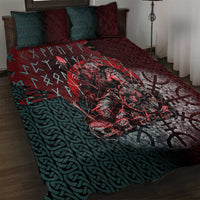 Viking Warrior Quilt Bed Set with Runes and Blood Battle Scene Norse Valor Tribute - Wonder Print Shop