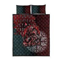 Viking Warrior Quilt Bed Set with Runes and Blood Battle Scene Norse Valor Tribute - Wonder Print Shop