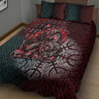 Viking Warrior Quilt Bed Set with Runes and Blood Battle Scene Norse Valor Tribute - Wonder Print Shop