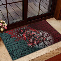 Viking Warrior Rubber Doormat with Runes and Blood Battle Scene Norse Valor Tribute - Wonder Print Shop