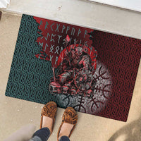 Viking Warrior Rubber Doormat with Runes and Blood Battle Scene Norse Valor Tribute - Wonder Print Shop