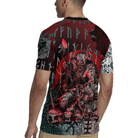 Viking Warrior Rugby Jersey with Runes and Blood Battle Scene Norse Valor Tribute - Wonder Print Shop
