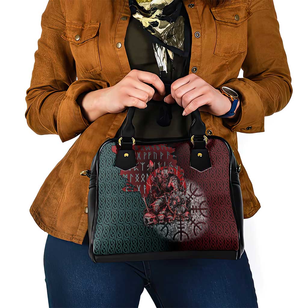 Viking Warrior Shoulder Handbag with Runes and Blood Battle Scene Norse Valor Tribute - Wonder Print Shop