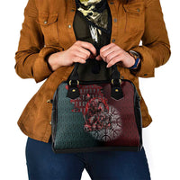Viking Warrior Shoulder Handbag with Runes and Blood Battle Scene Norse Valor Tribute - Wonder Print Shop