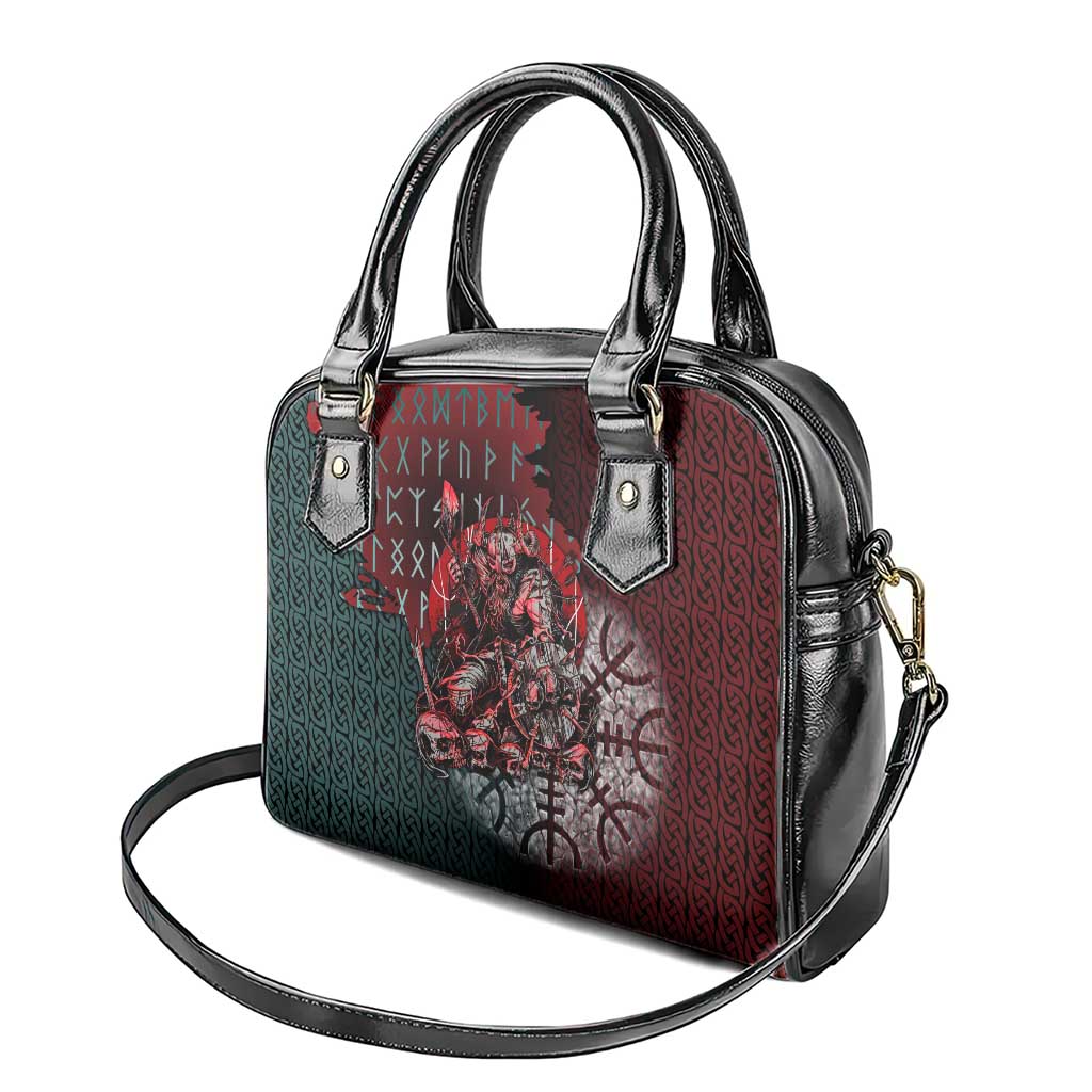 Viking Warrior Shoulder Handbag with Runes and Blood Battle Scene Norse Valor Tribute - Wonder Print Shop