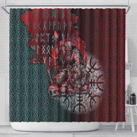 Viking Warrior Shower Curtain with Runes and Blood Battle Scene Norse Valor Tribute - Wonder Print Shop