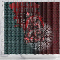 Viking Warrior Shower Curtain with Runes and Blood Battle Scene Norse Valor Tribute - Wonder Print Shop