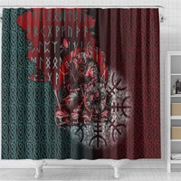 Viking Warrior Shower Curtain with Runes and Blood Battle Scene Norse Valor Tribute - Wonder Print Shop