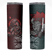 Viking Warrior Skinny Tumbler with Runes and Blood Battle Scene Norse Valor Tribute - Wonder Print Shop