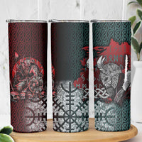 Viking Warrior Skinny Tumbler with Runes and Blood Battle Scene Norse Valor Tribute - Wonder Print Shop