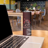 Viking Warrior Skinny Tumbler with Runes and Blood Battle Scene Norse Valor Tribute - Wonder Print Shop
