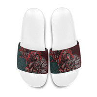 Viking Warrior Slide Sandals with Runes and Blood Battle Scene Norse Valor Tribute - Wonder Print Shop