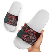 Viking Warrior Slide Sandals with Runes and Blood Battle Scene Norse Valor Tribute - Wonder Print Shop