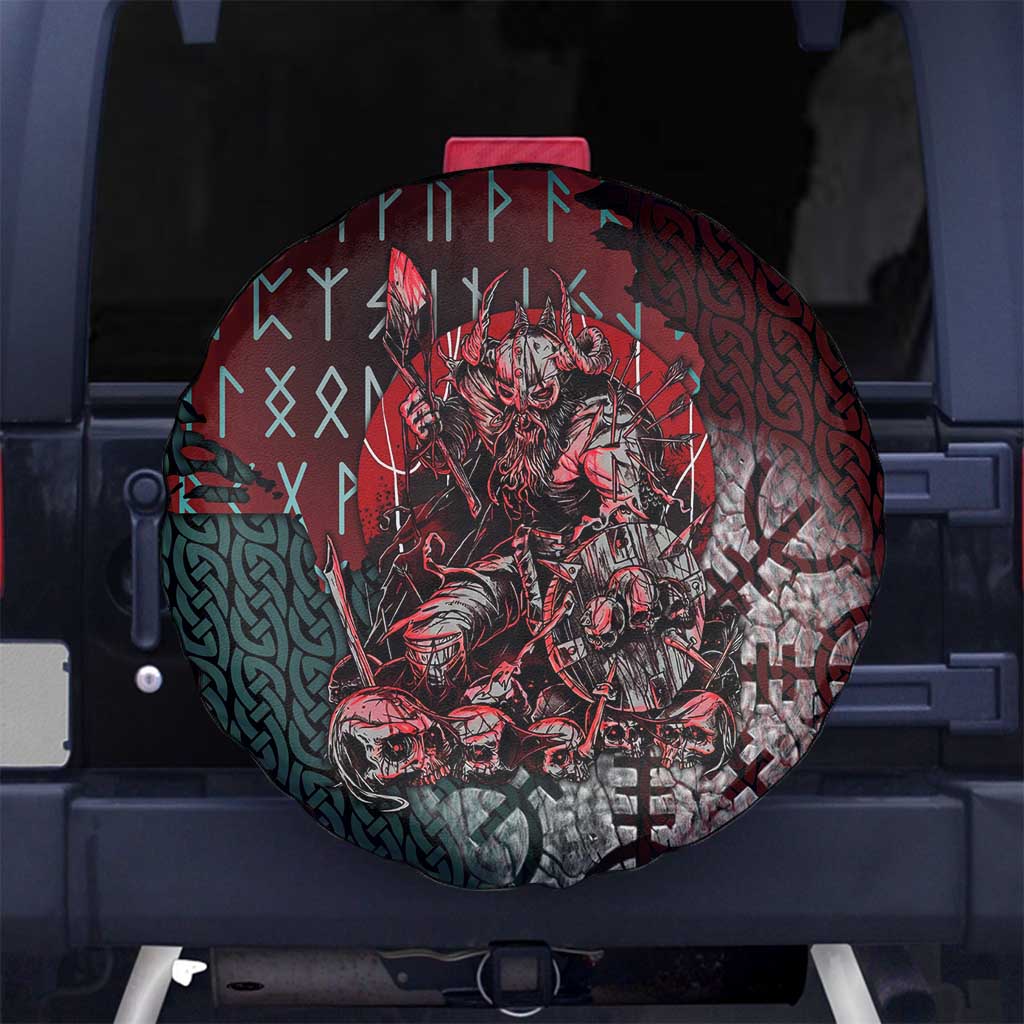 Viking Warrior Spare Tire Cover with Runes and Blood Battle Scene Norse Valor Tribute - Wonder Print Shop