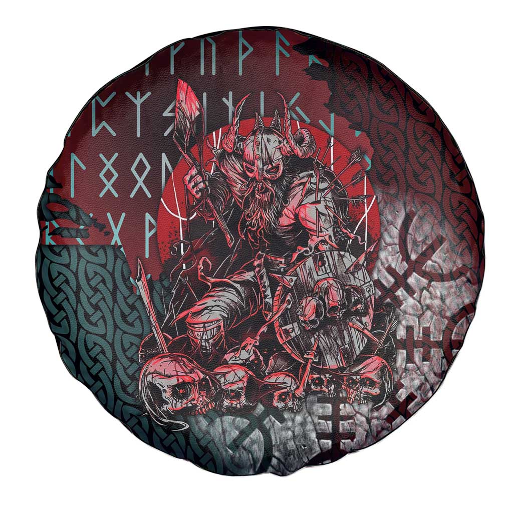 Viking Warrior Spare Tire Cover with Runes and Blood Battle Scene Norse Valor Tribute - Wonder Print Shop