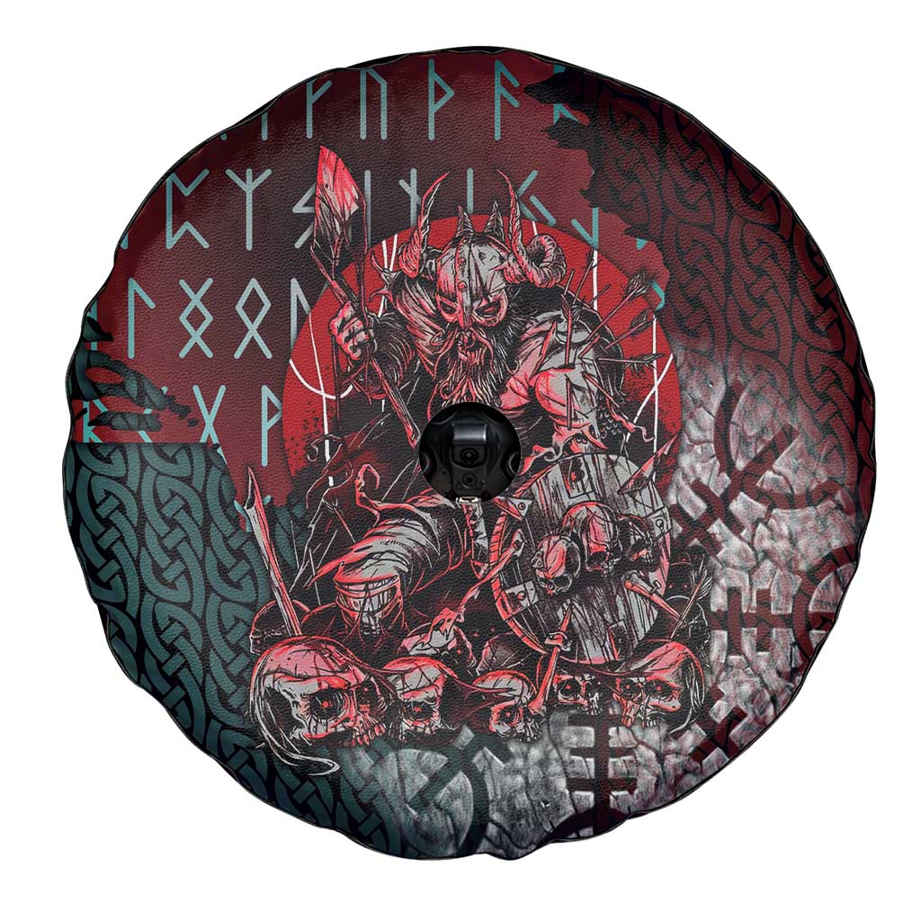Viking Warrior Spare Tire Cover with Runes and Blood Battle Scene Norse Valor Tribute - Wonder Print Shop