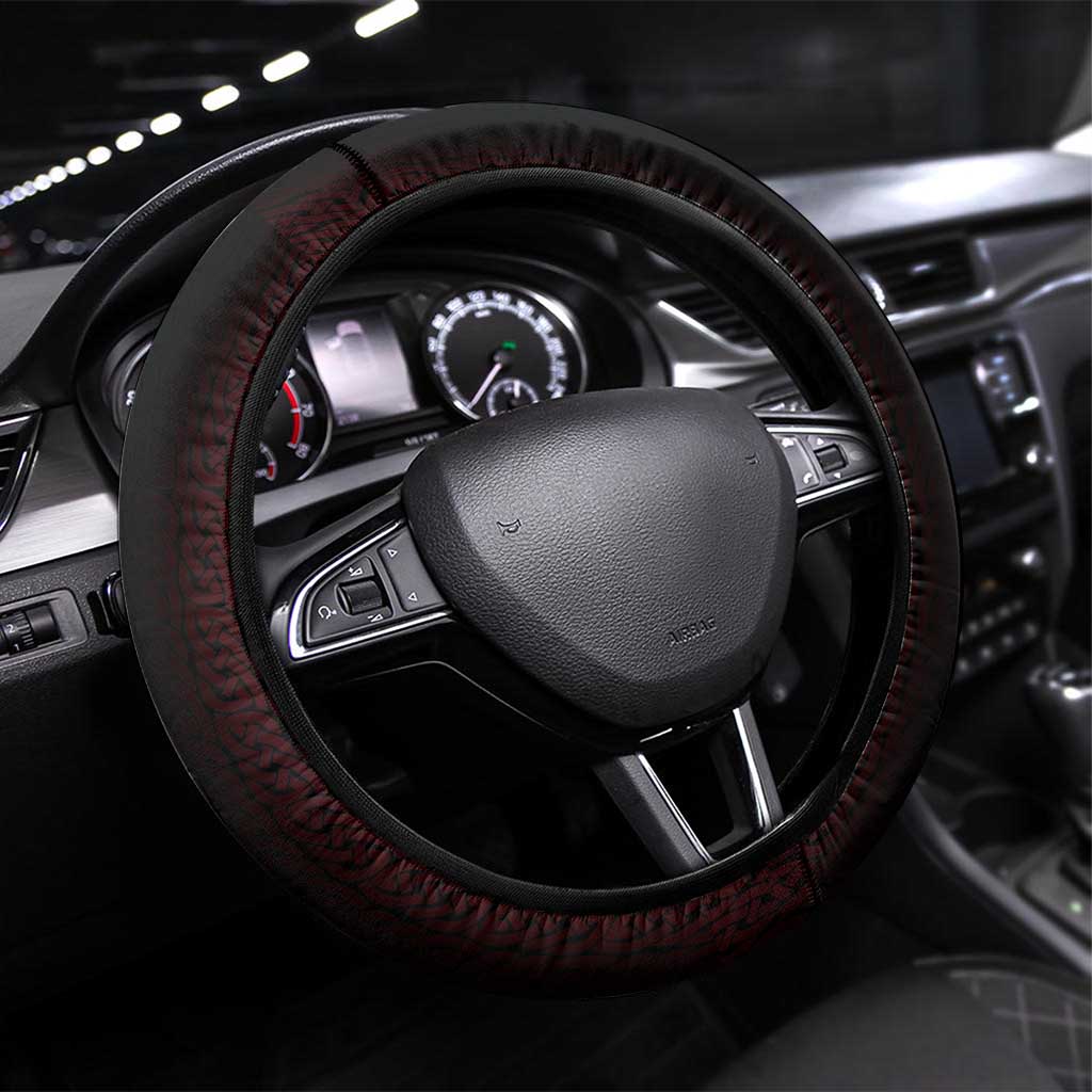 Viking Warrior Steering Wheel Cover with Runes and Blood Battle Scene Norse Valor Tribute - Wonder Print Shop