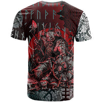 Viking Warrior T Shirt with Runes and Blood Battle Scene Norse Valor Tribute - Wonder Print Shop