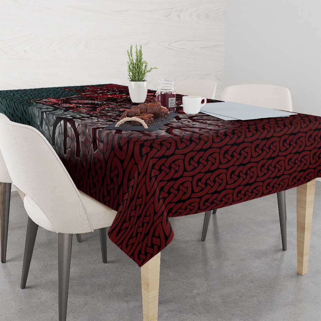 Viking Warrior Tablecloth with Runes and Blood Battle Scene Norse Valor Tribute - Wonder Print Shop