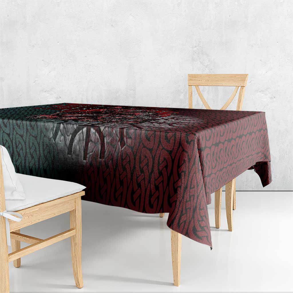 Viking Warrior Tablecloth with Runes and Blood Battle Scene Norse Valor Tribute - Wonder Print Shop