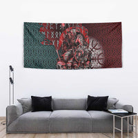 Viking Warrior Tapestry with Runes and Blood Battle Scene Norse Valor Tribute - Wonder Print Shop