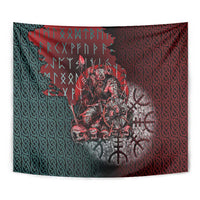 Viking Warrior Tapestry with Runes and Blood Battle Scene Norse Valor Tribute - Wonder Print Shop
