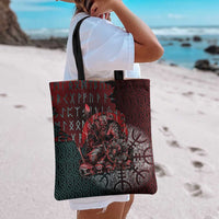Viking Warrior Tote Bag with Runes and Blood Battle Scene Norse Valor Tribute - Wonder Print Shop