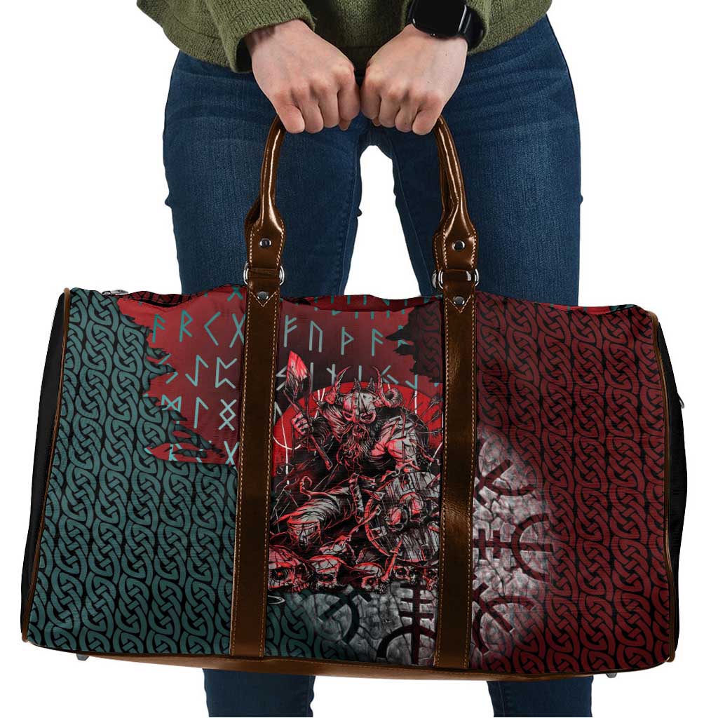 Viking Warrior Travel Bag with Runes and Blood Battle Scene Norse Valor Tribute - Wonder Print Shop