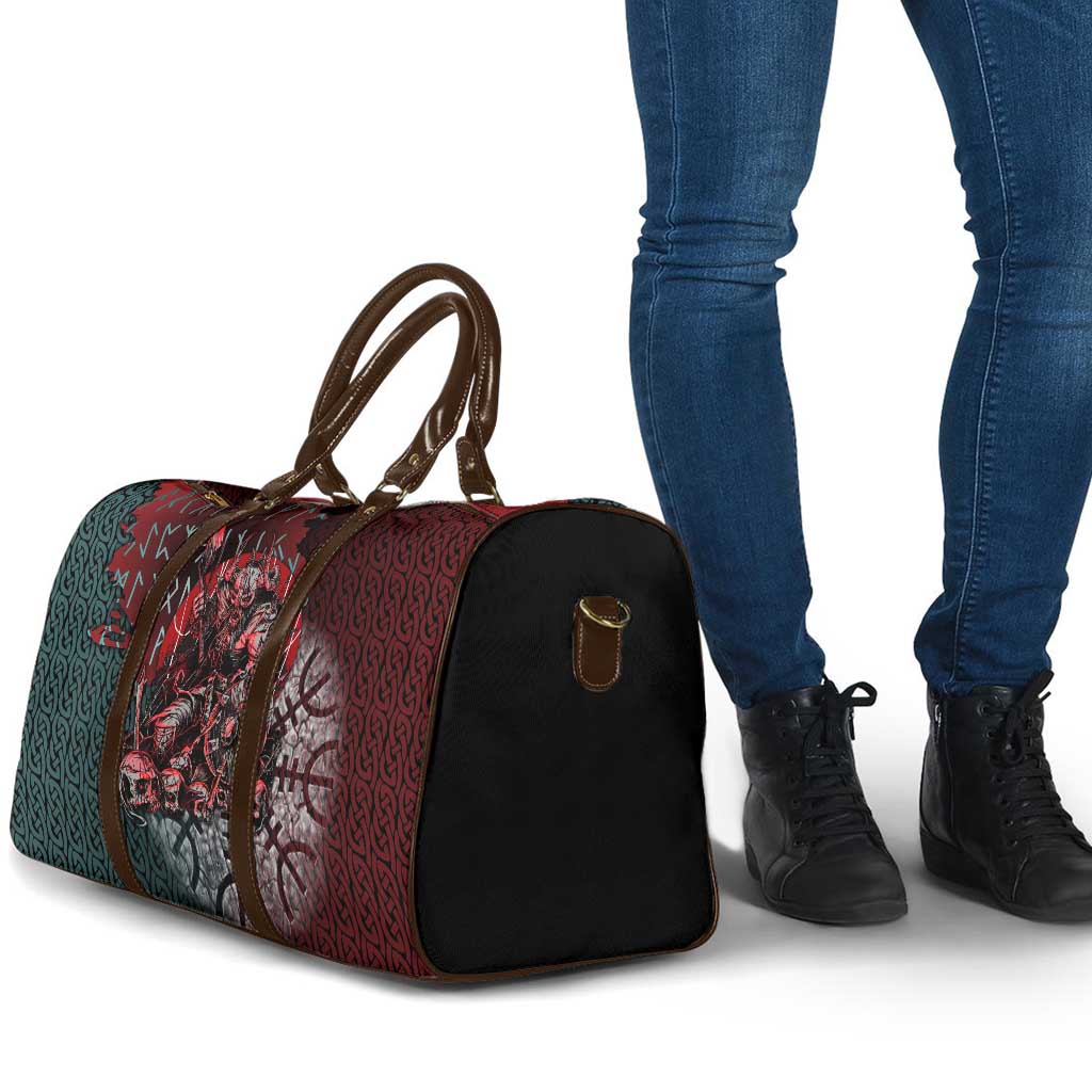 Viking Warrior Travel Bag with Runes and Blood Battle Scene Norse Valor Tribute - Wonder Print Shop