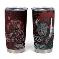 Viking Warrior Tumbler Cup with Runes and Blood Battle Scene Norse Valor Tribute - Wonder Print Shop