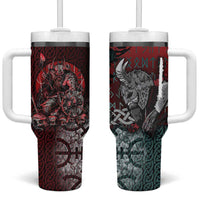 Viking Warrior Tumbler With Handle with Runes and Blood Battle Scene Norse Valor Tribute - Wonder Print Shop