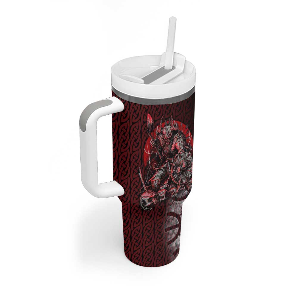 Viking Warrior Tumbler With Handle with Runes and Blood Battle Scene Norse Valor Tribute - Wonder Print Shop