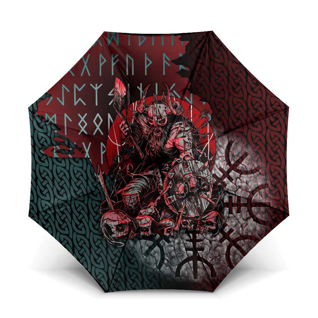 Viking Warrior Umbrella with Runes and Blood Battle Scene Norse Valor Tribute - Wonder Print Shop