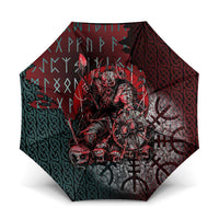 Viking Warrior Umbrella with Runes and Blood Battle Scene Norse Valor Tribute - Wonder Print Shop