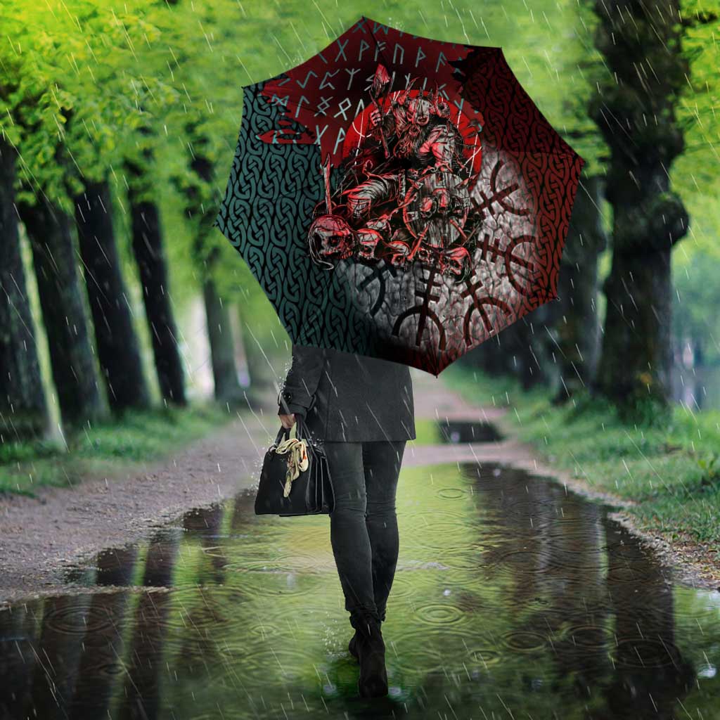 Viking Warrior Umbrella with Runes and Blood Battle Scene Norse Valor Tribute - Wonder Print Shop