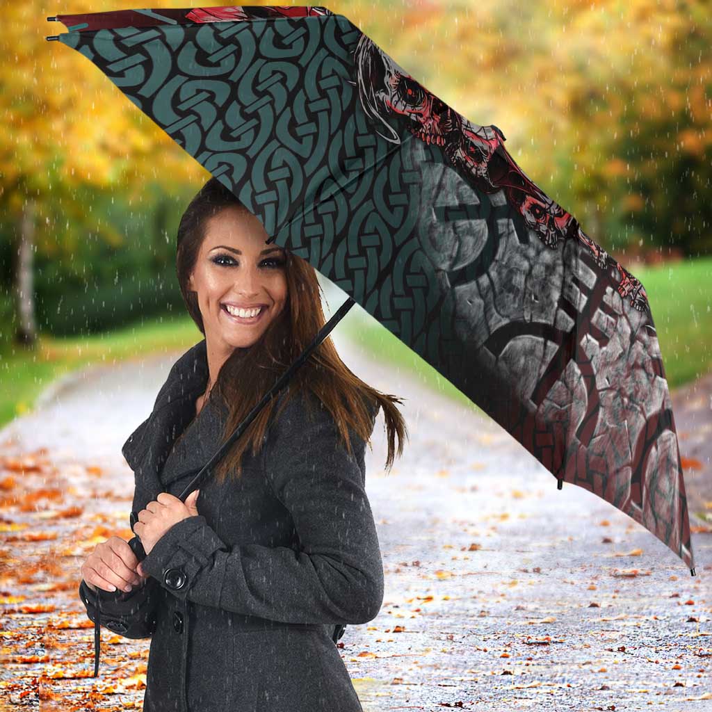 Viking Warrior Umbrella with Runes and Blood Battle Scene Norse Valor Tribute - Wonder Print Shop