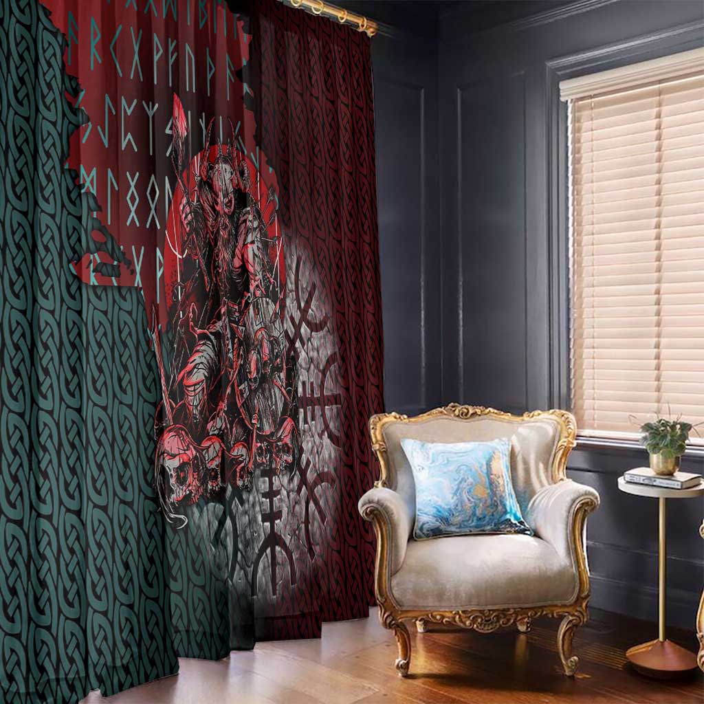 Viking Warrior Window Curtain with Runes and Blood Battle Scene Norse Valor Tribute - Wonder Print Shop