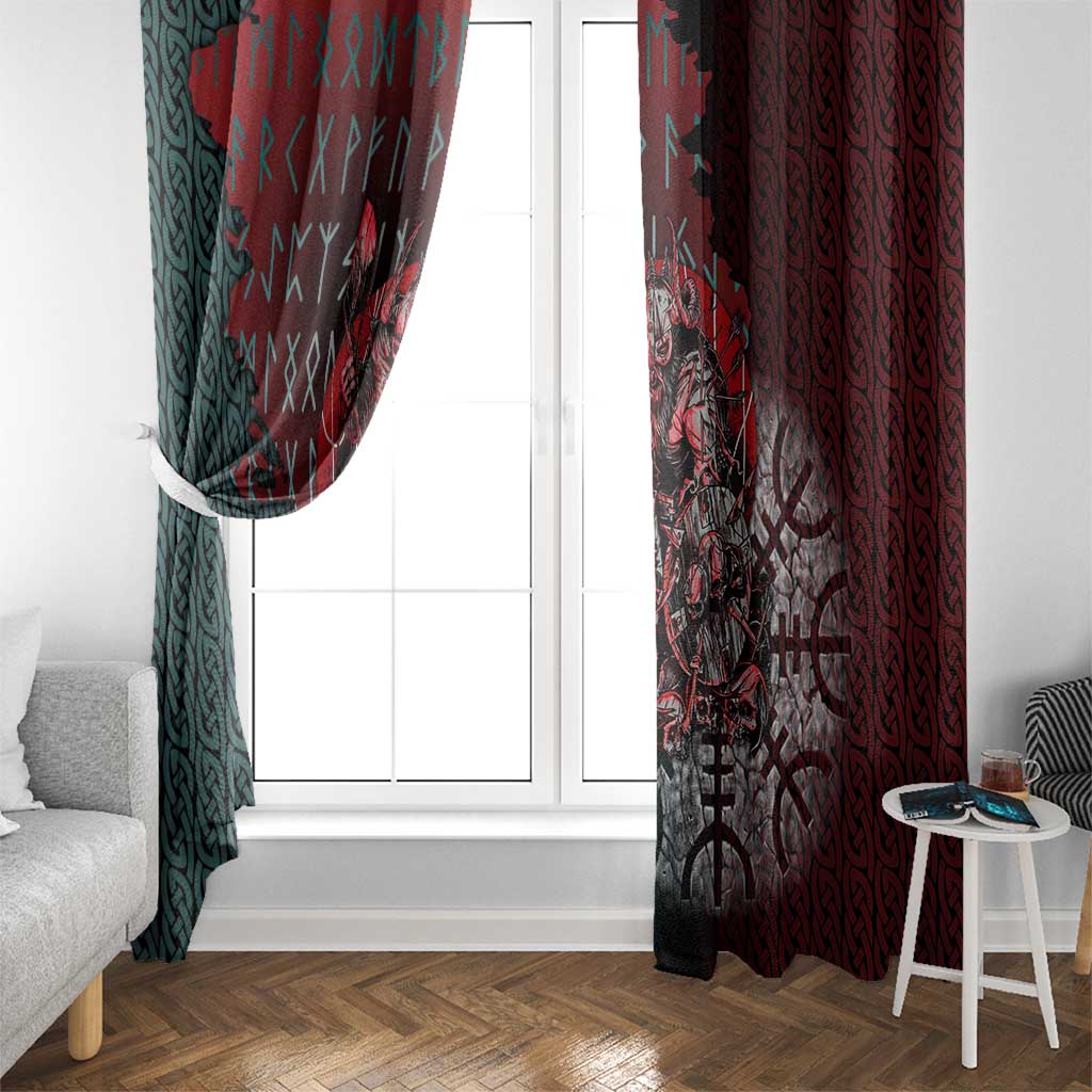 Viking Warrior Window Curtain with Runes and Blood Battle Scene Norse Valor Tribute - Wonder Print Shop
