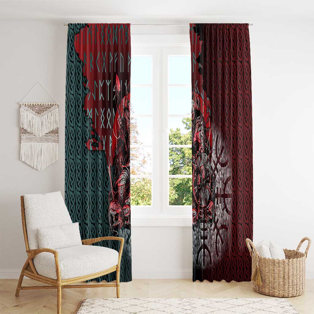 Viking Warrior Window Curtain with Runes and Blood Battle Scene Norse Valor Tribute - Wonder Print Shop