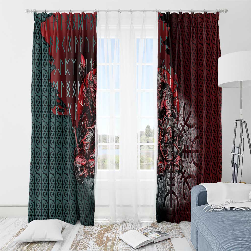Viking Warrior Window Curtain with Runes and Blood Battle Scene Norse Valor Tribute - Wonder Print Shop