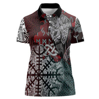 Viking Warrior Women Polo Shirt with Runes and Blood Battle Scene Norse Valor Tribute - Wonder Print Shop
