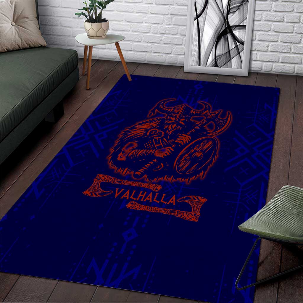 Valhalla Warrior Viking Area Rug with Axes and Norse Symbols Norse Mythology Tribute - Wonder Print Shop