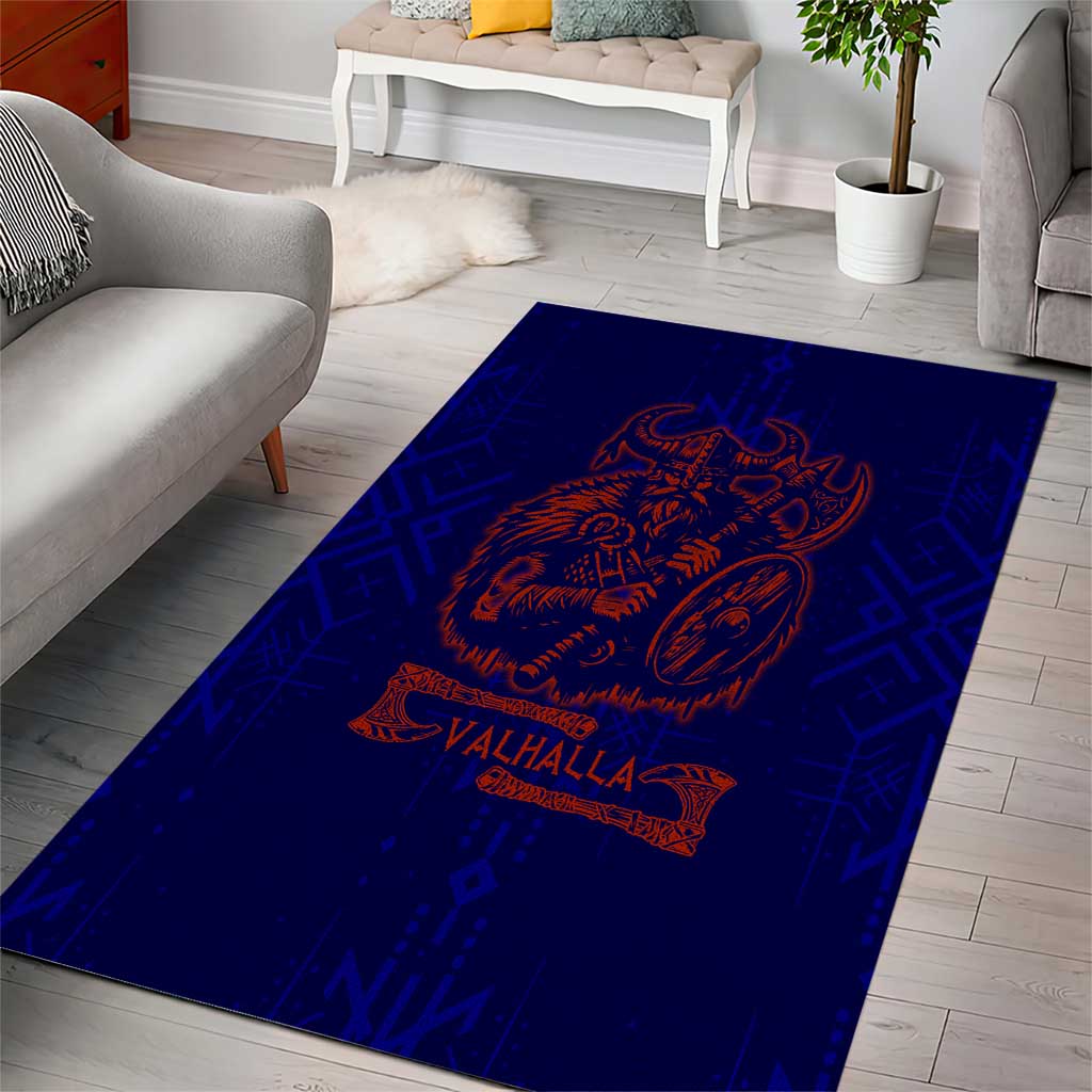 Valhalla Warrior Viking Area Rug with Axes and Norse Symbols Norse Mythology Tribute - Wonder Print Shop